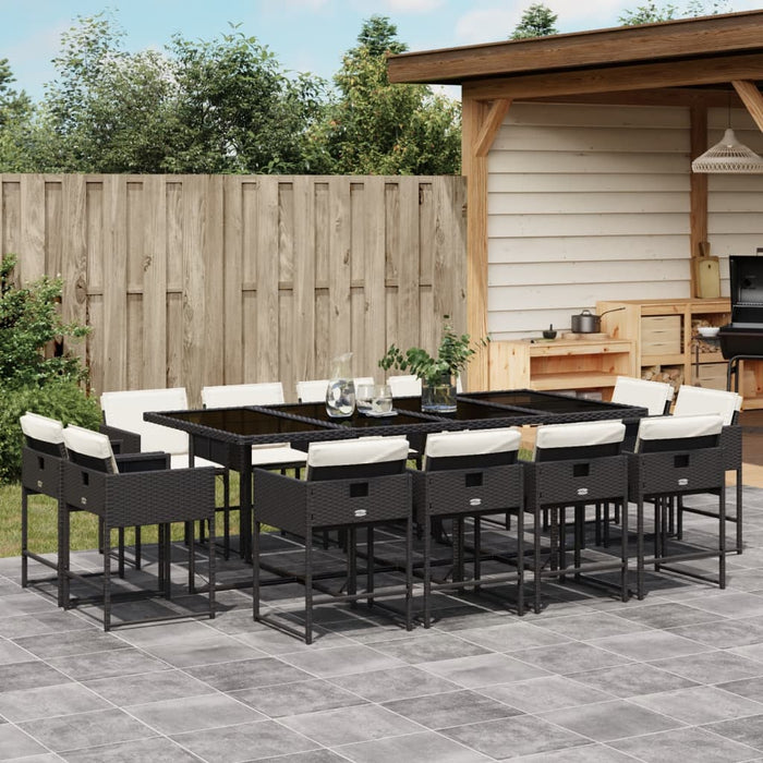 Set mobilier de grădină cu perne, 13 piese, negru, poliratan - WALTI WALTI