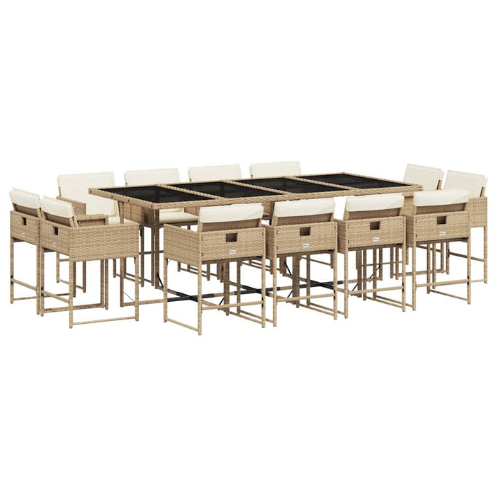 Set mobilier de grădină cu perne, 13 piese, bej, poliratan - WALTI WALTI