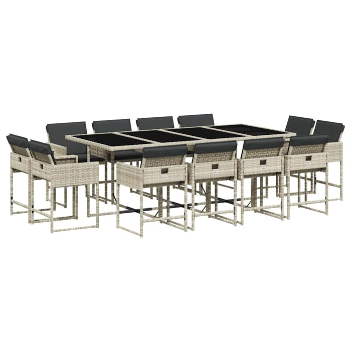 Set mobilier de grădină cu perne 13 piese gri deschis poliratan - WALTI WALTI