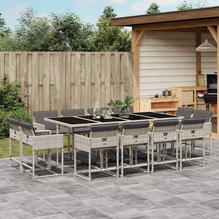 Set mobilier de grădină cu perne 13 piese gri deschis poliratan - WALTI WALTI