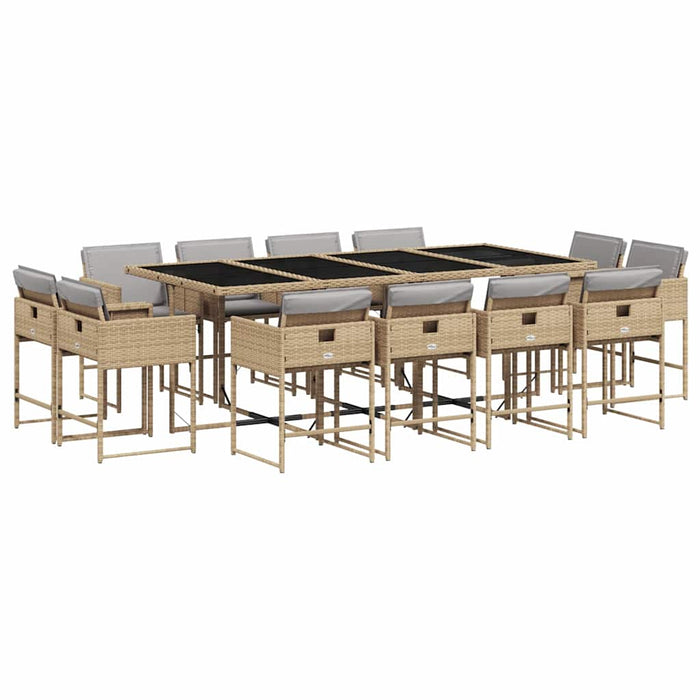 Set mobilier grădină cu perne, 13 piese, bej combinat poliratan - WALTI WALTI