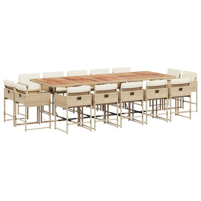 Set mobilier de grădină cu perne, 15 piese, bej, poliratan WALTI