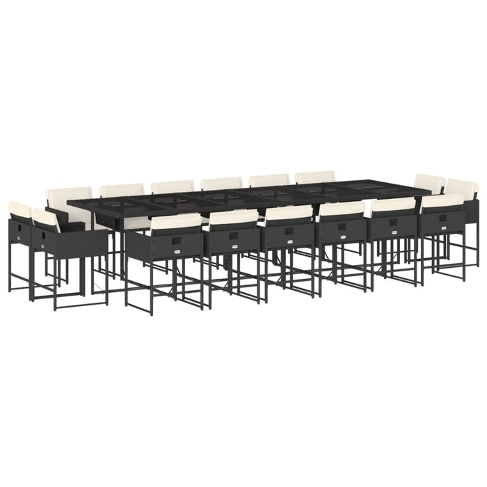 Set mobilier de grădină cu perne, 17 piese, negru, poliratan - WALTI WALTI