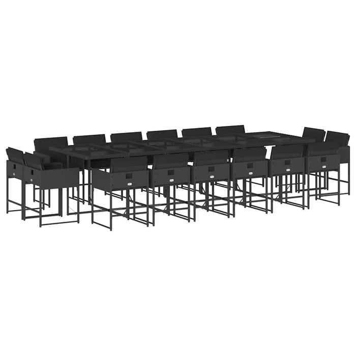 Set mobilier de grădină cu perne, 17 piese, negru, poliratan - WALTI WALTI