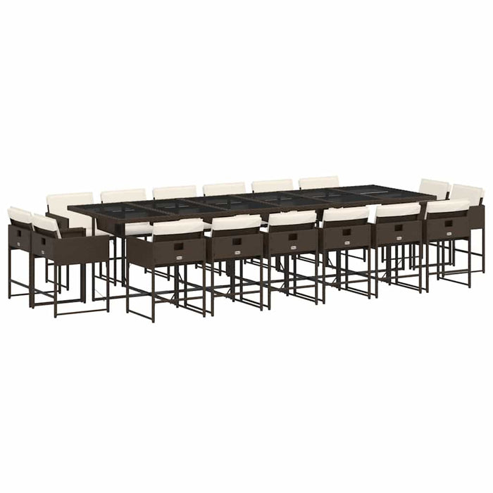 Set mobilier de grădină cu perne, 17 piese, maro, poliratan - WALTI WALTI