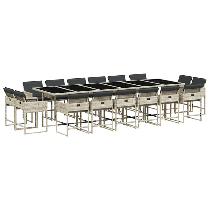 Set mobilier de grădină cu perne 17 piese gri deschis poliratan - WALTI WALTI