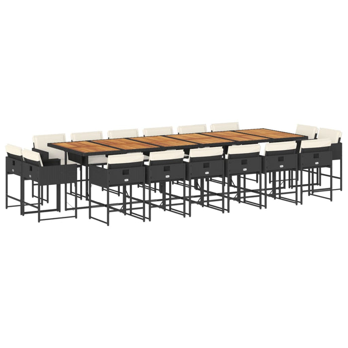 Set mobilier de grădină cu perne, 17 piese, negru, poliratan - WALTI WALTI