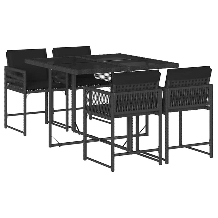 Set mobilier de grădină cu perne, 5 piese, negru, poliratan - WALTI WALTI