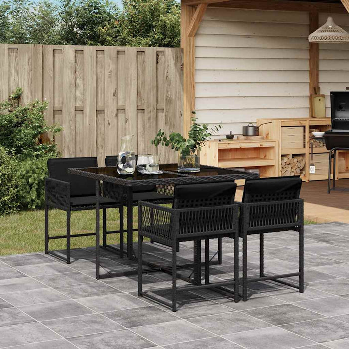 Set mobilier de grădină cu perne, 5 piese, negru, poliratan - WALTI WALTI