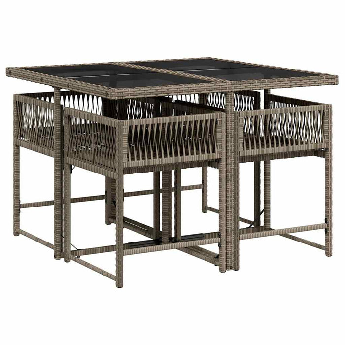 Set mobilier de grădină cu perne, 5 piese, gri, poliratan - WALTI WALTI