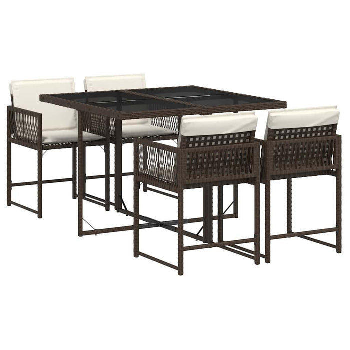 Set mobilier de grădină, 5 piese, cu perne, maro, poliratan - WALTI WALTI