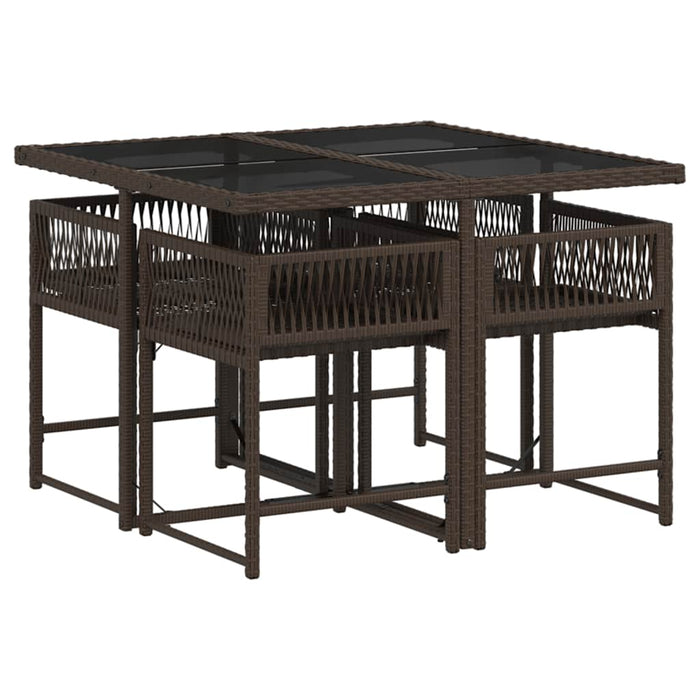 Set mobilier de grădină, 5 piese, cu perne, maro, poliratan - WALTI WALTI