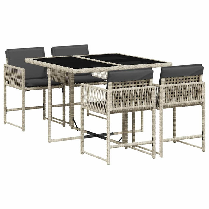 Set mobilier de grădină cu perne, 5 piese gri deschis poliratan - WALTI WALTI