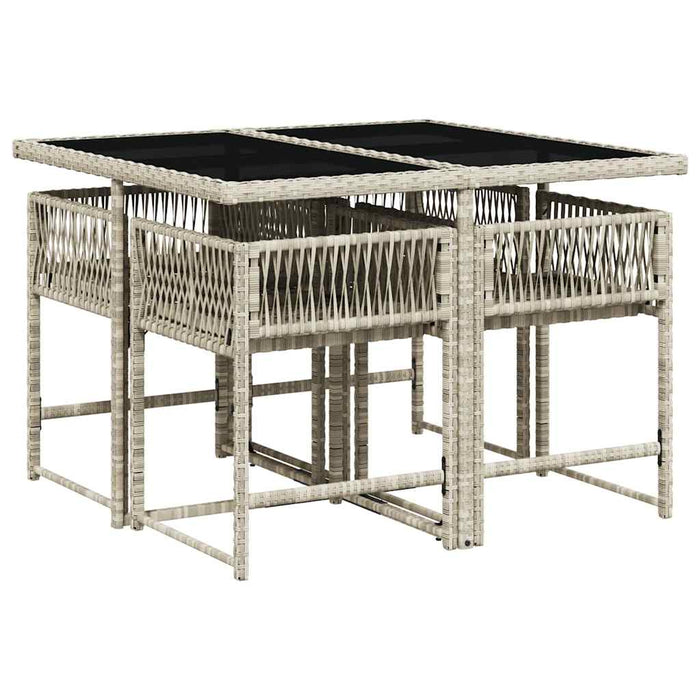 Set mobilier de grădină cu perne, 5 piese gri deschis poliratan - WALTI WALTI