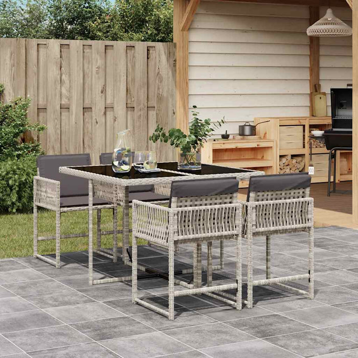Set mobilier de grădină cu perne, 5 piese gri deschis poliratan - WALTI WALTI