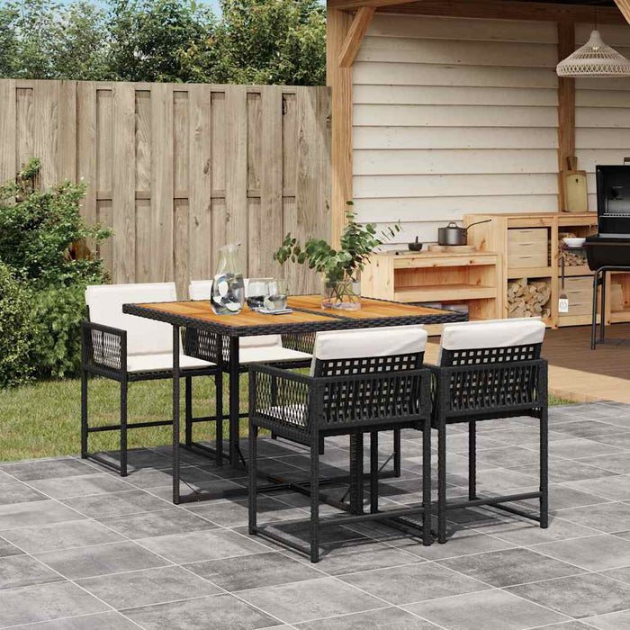 Set mobilier de grădină cu perne, 5 piese, negru, poliratan - WALTI WALTI