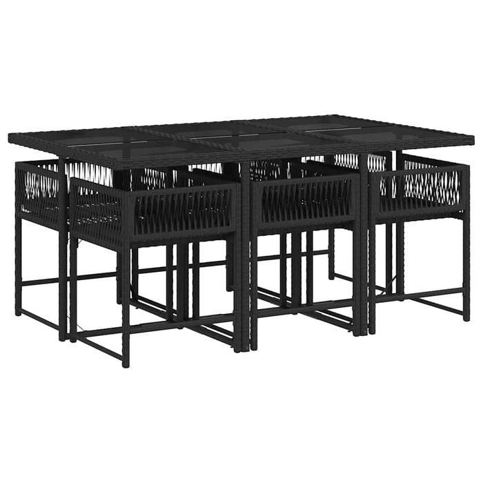 Set mobilier de grădină cu perne, 7 piese, negru, poliratan WALTI