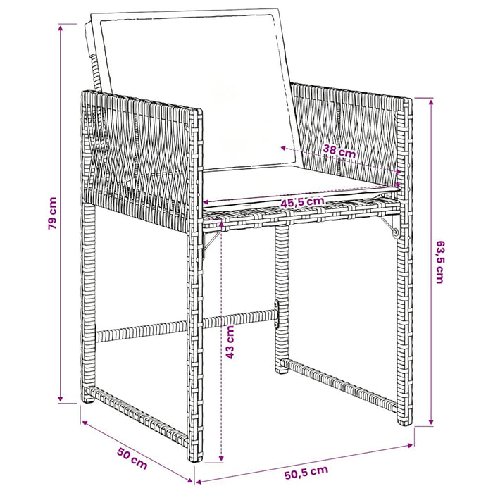 Set mobilier de grădină cu perne, 7 piese, negru, poliratan WALTI
