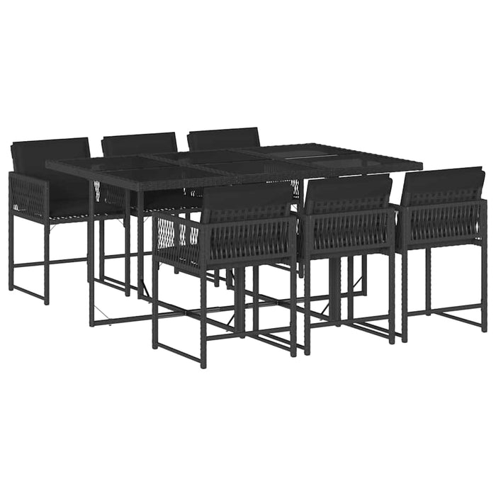 Set mobilier de grădină cu perne, 7 piese, negru, poliratan - WALTI WALTI