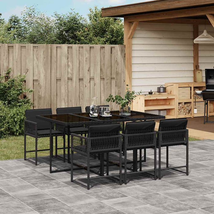 Set mobilier de grădină cu perne, 7 piese, negru, poliratan - WALTI WALTI