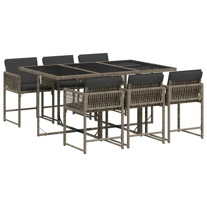 Set mobilier de grădină cu perne, 7 piese, gri, poliratan - WALTI WALTI
