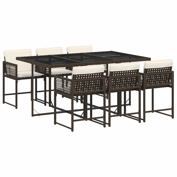 Set mobilier de grădină cu perne, 7 piese, maro, poliratan - WALTI WALTI
