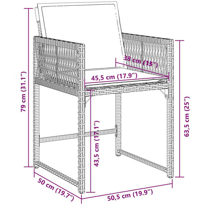 Set mobilier de grădină cu perne, 7 piese, maro, poliratan - WALTI WALTI