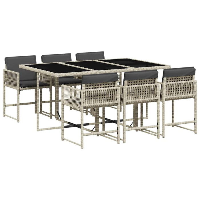 Set mobilier de grădină cu perne, 7 piese gri deschis poliratan WALTI