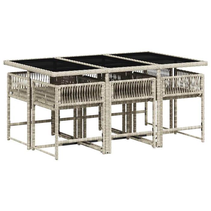 Set mobilier de grădină cu perne, 7 piese gri deschis poliratan WALTI