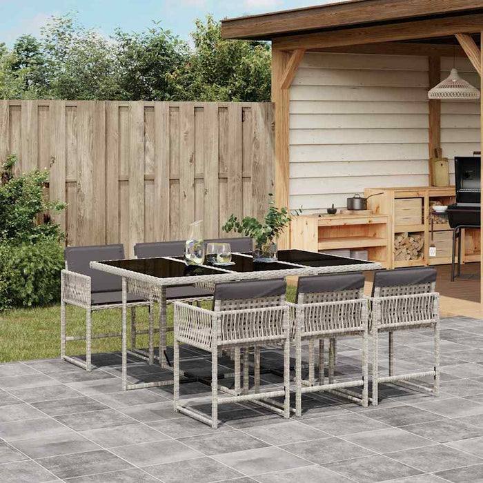 Set mobilier de grădină cu perne, 7 piese gri deschis poliratan WALTI