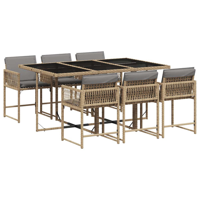Set mobilier pentru grădină, 7 piese, cu perne, bej, poliratan - WALTI WALTI