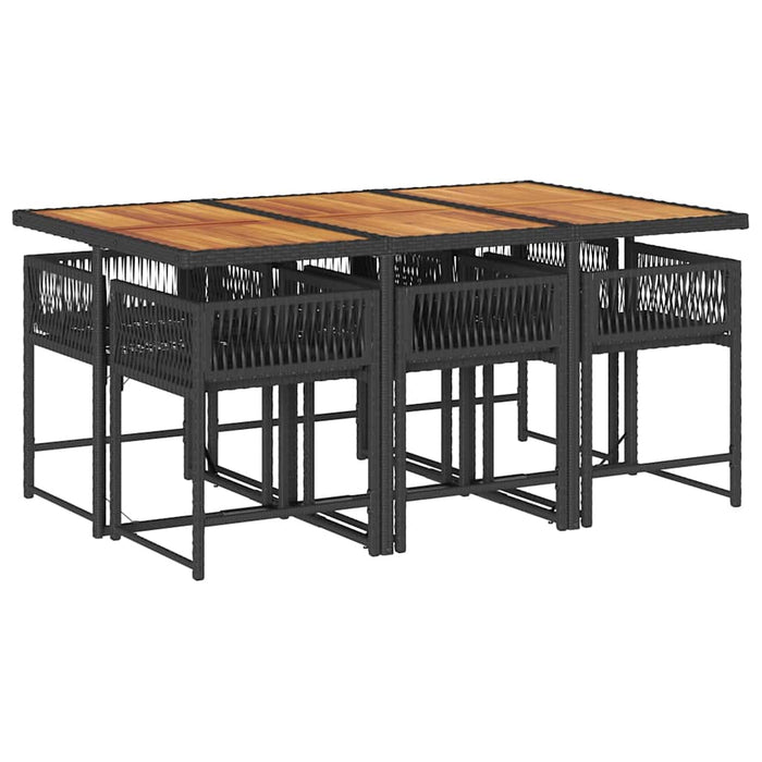 Set mobilier de grădină cu perne, 7 piese, negru, poliratan - WALTI WALTI