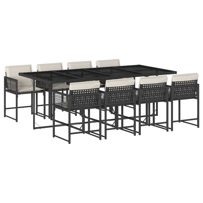 Set mobilier de grădină cu perne, 9 piese, negru, poliratan - WALTI WALTI
