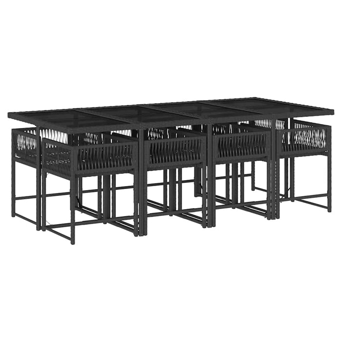 Set mobilier de grădină cu perne, 9 piese, negru, poliratan - WALTI WALTI