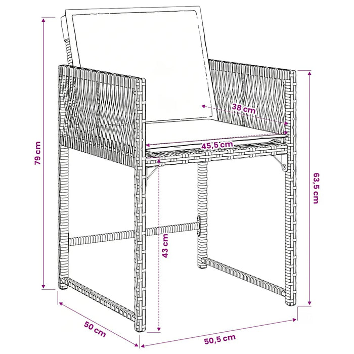 Set mobilier de grădină cu perne, 9 piese, negru, poliratan - WALTI WALTI