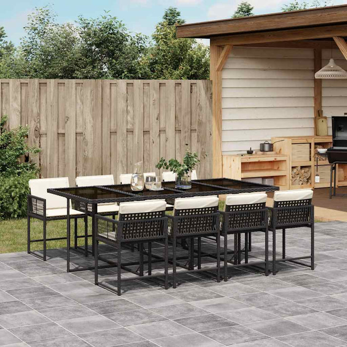 Set mobilier de grădină cu perne, 9 piese, negru, poliratan - WALTI WALTI
