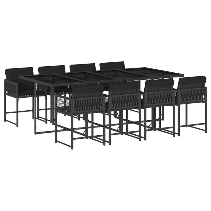 Set mobilier de grădină cu perne, 9 piese, negru, poliratan - WALTI WALTI