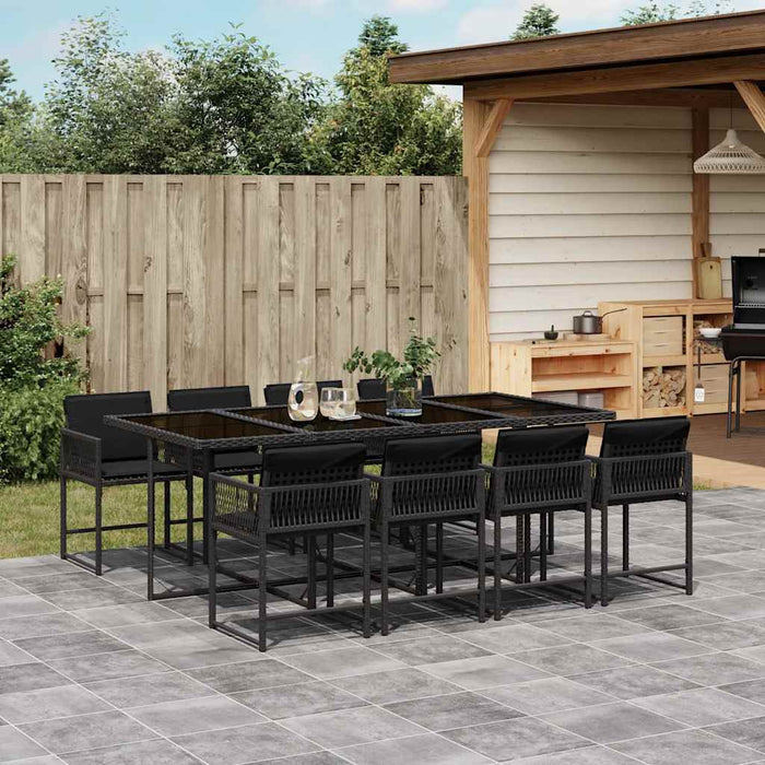 Set mobilier de grădină cu perne, 9 piese, negru, poliratan - WALTI WALTI
