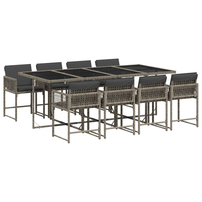 Set mobilier grădină cu perne, 9 piese, gri, poliratan - WALTI WALTI