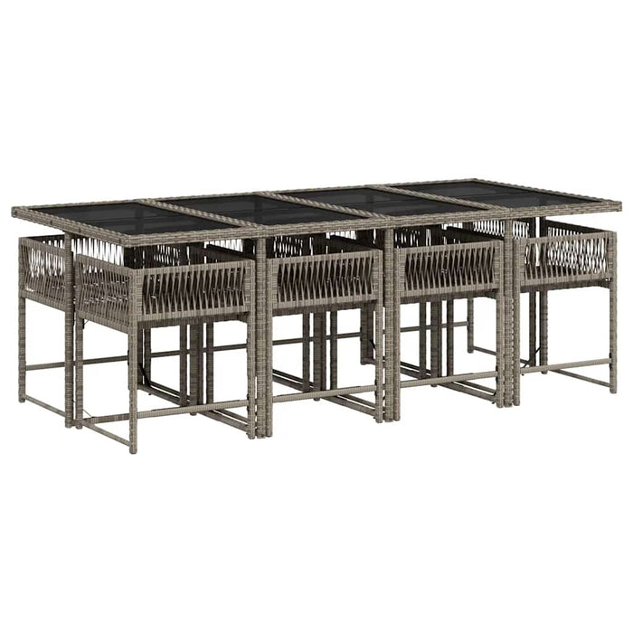 Set mobilier grădină cu perne, 9 piese, gri, poliratan - WALTI WALTI