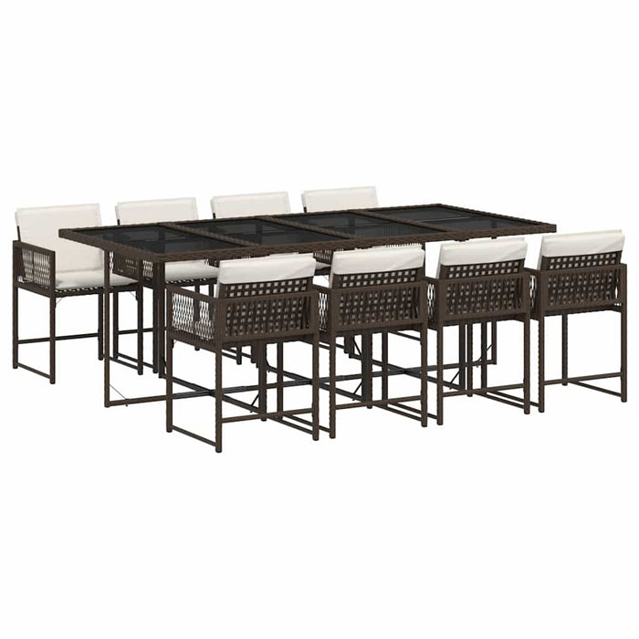 Set mobilier de grădină cu perne, 9 piese, maro, poliratan WALTI