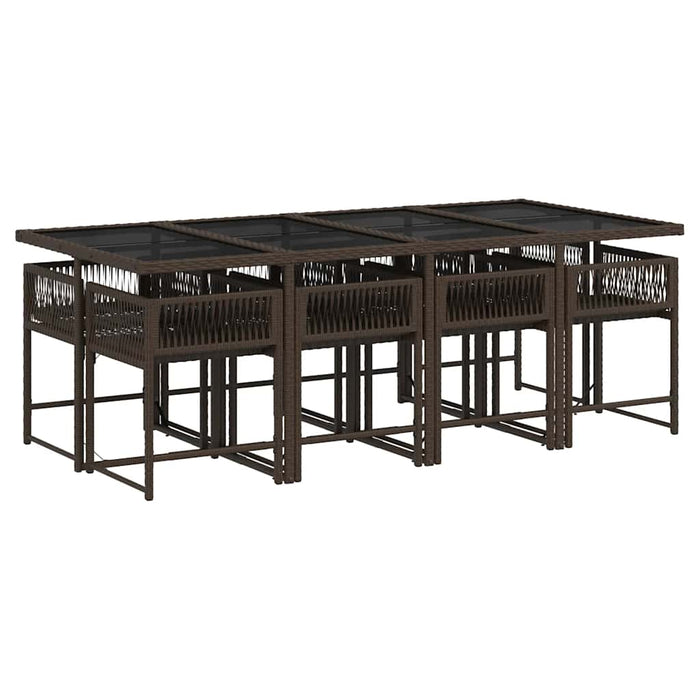 Set mobilier de grădină cu perne, 9 piese, maro, poliratan WALTI