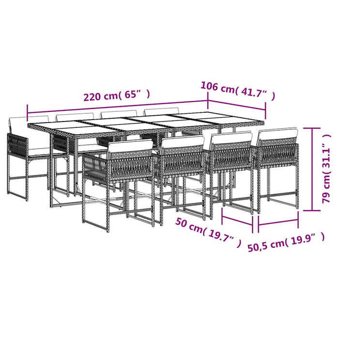 Set mobilier grădină cu perne, 9 piese, gri deschis, poliratan WALTI
