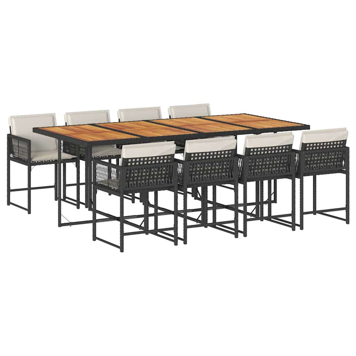 Set mobilier de grădină cu perne, 9 piese, negru, poliratan - WALTI WALTI