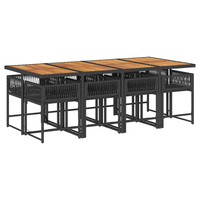 Set mobilier de grădină cu perne, 9 piese, negru, poliratan - WALTI WALTI