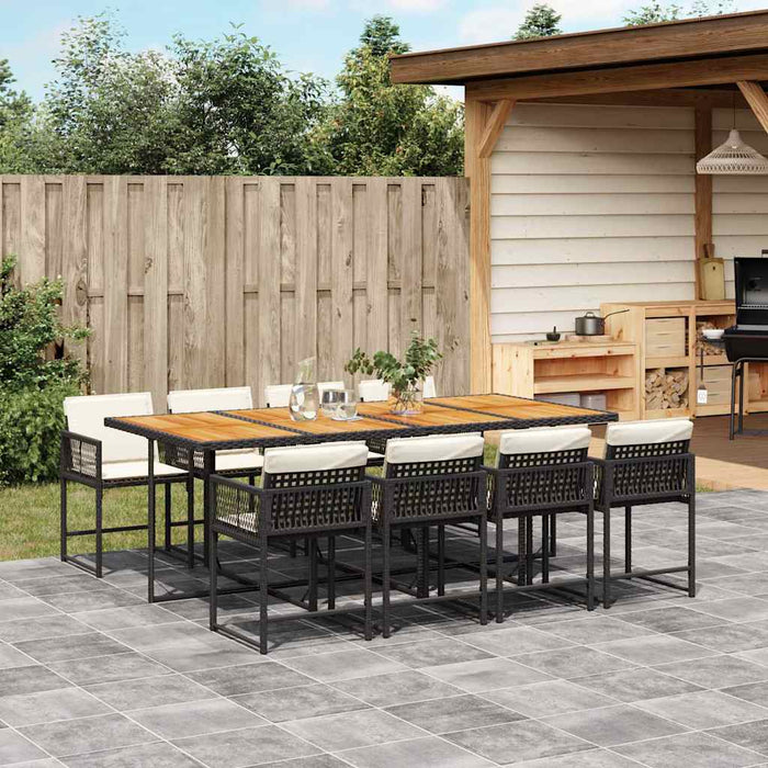 Set mobilier de grădină cu perne, 9 piese, negru, poliratan - WALTI WALTI