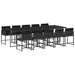 Set mobilier de exterior cu perne, 11 piese, negru, poliratan - WALTI WALTI