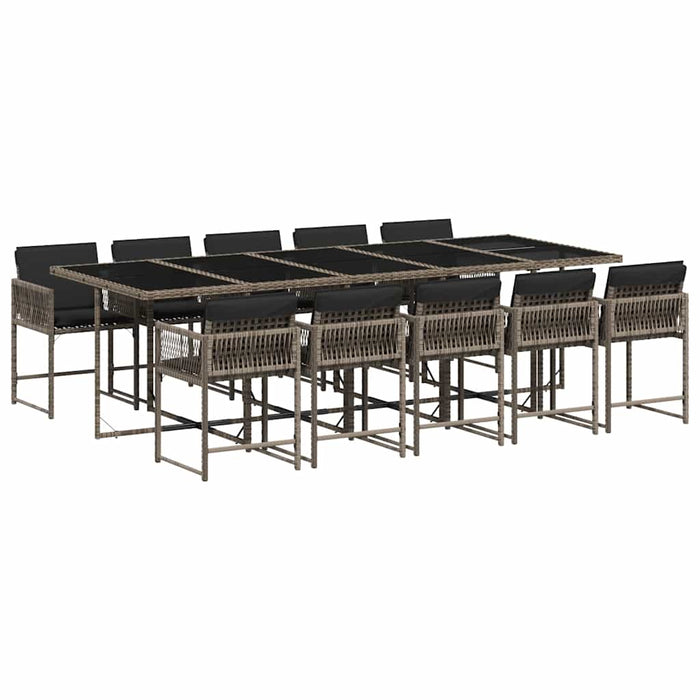 Set mobilier de grădină cu perne, 11 piese, gri, poliratan WALTI