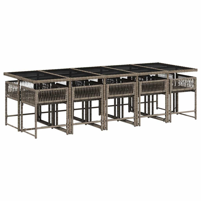 Set mobilier de grădină cu perne, 11 piese, gri, poliratan WALTI
