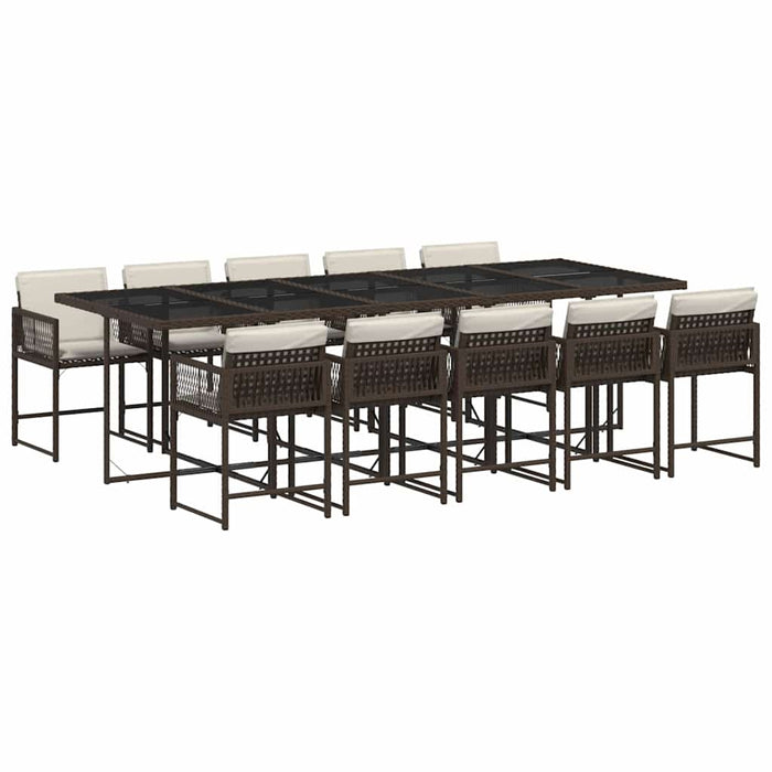 Set mobilier de grădină cu perne, 11 piese, maro, poliratan WALTI